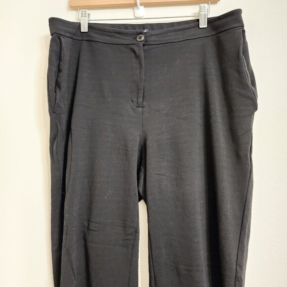 EILEEN FISHER Pants L Stretch Viscose Jersey Slouch Tapered Black USA Minimalist - Picture 3 of 16